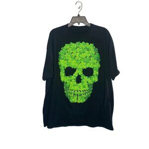 St. Patrick Green Shamrock Skull Black T-Shirt Tee size 2XL